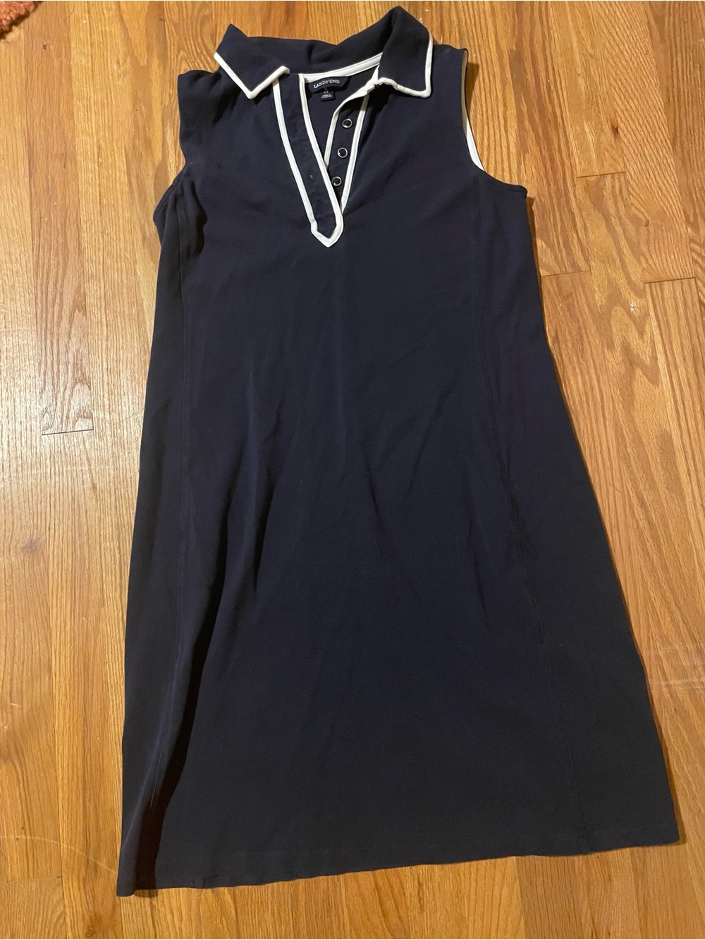 Lands' End Navy Polo Dress with White Trim